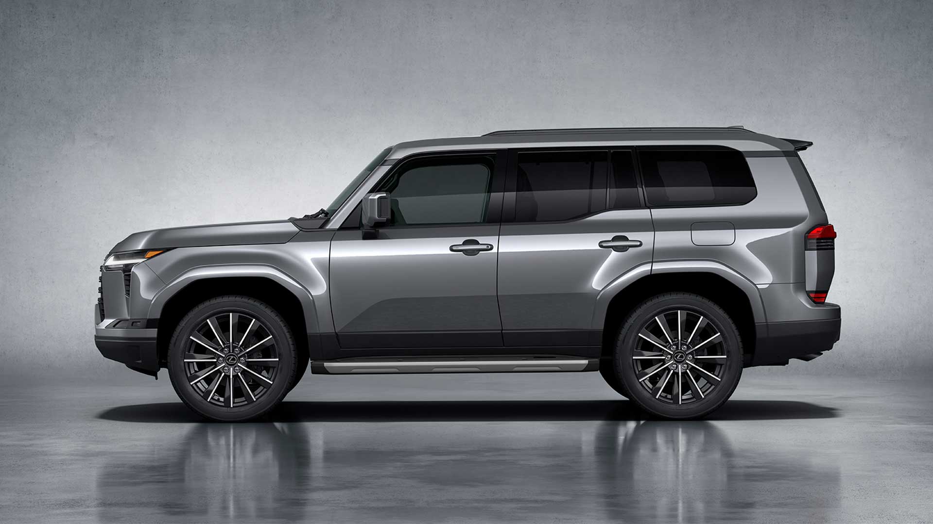 Side view of a dark grey Lexus GX