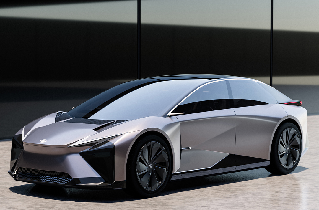 Metallic silver Lexus LF-ZC concept car