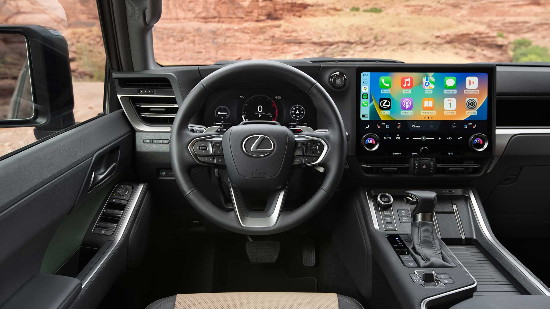 The drivers cockpit of the Lexus GX