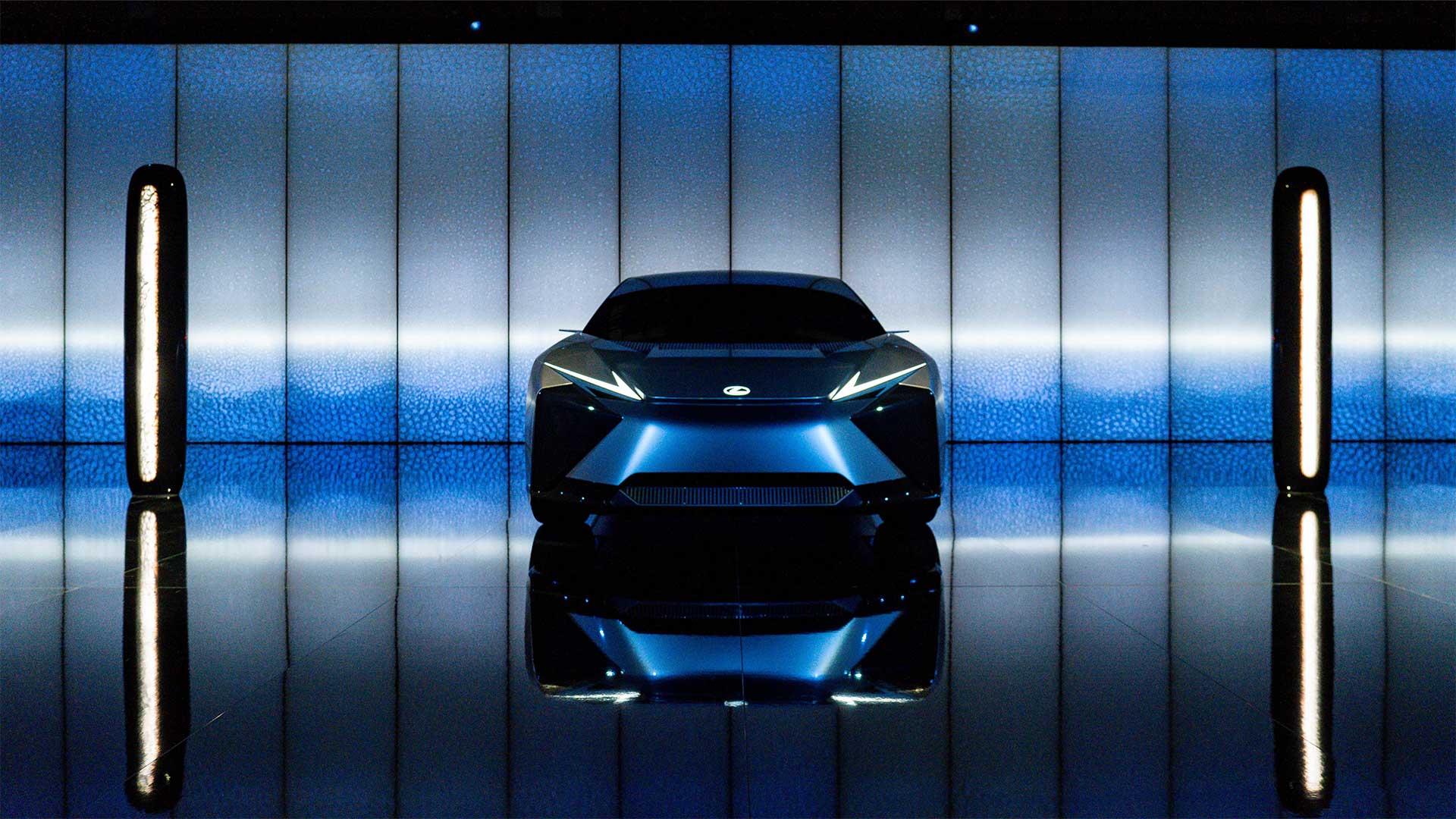 A Lexus concept artwork against blue lights